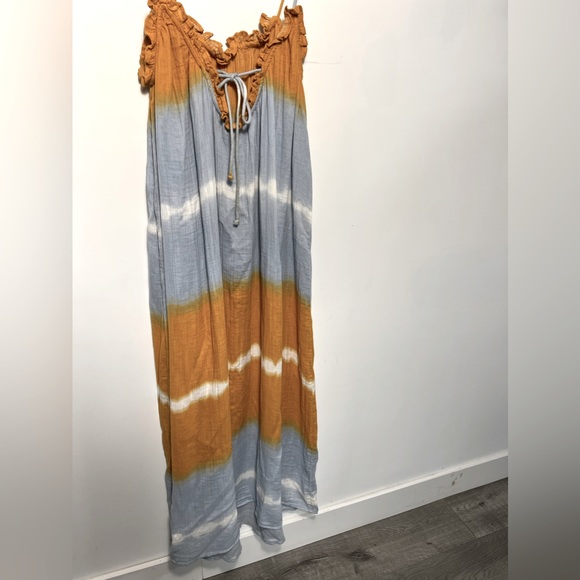 148. Zara orange blue tie dye maxi 100% cotton sz US M fits large - Picture 4 of 9
